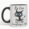 tazza con gatto it's fine I'm fine everything is fine